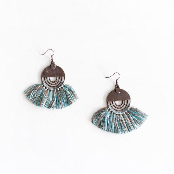 Bohemian Round Tassel Earrings - Picture 4 of 5